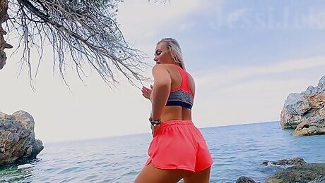 Jessijek - Girl Dancing And Fucked On A Beach Omg! Public! Asshole Filled With Cum Je